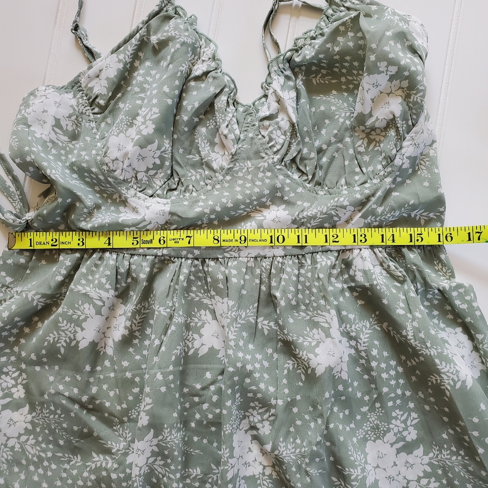 Bohemian Mint Green Floral Print Ruffle Midi Dress - Picture 7 of 11